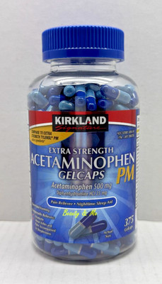 Kirkland Signature Extra Strength ACETAMINOPHEN PM 500mg 375 Gelcaps