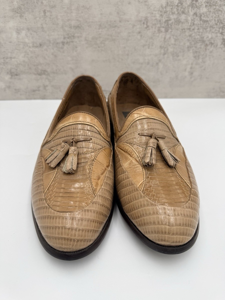 Stacy Adams Genuine Snake Skin Tassel Loafers Mens 10.5 Tan  display picture 3