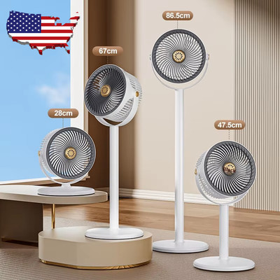 360 Pedestal Fan Air Circulator, Oscillating, White, 11-34'' Adjustable Height