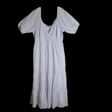 ASOS Design Maxi Dress Size 20 White Cotton Eyelet Lace Embroidery Cottagecore