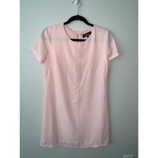 Lulus Womens Blush Pink Short Sleeve Shift Dress Gold Back Zip Size Small