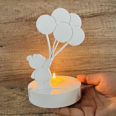 Bear Balloon Candlestick Silicone Mould DIYs Holder Gypsum Mold Plasters