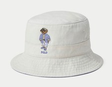 NWT Polo Ralph Lauren Cream COASTAL BEAR Cotton Twill Bucket Hat - all sizes
