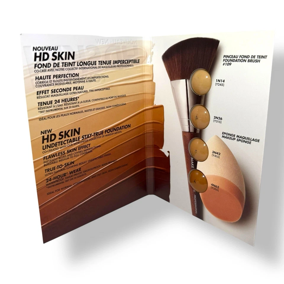 Makeup For Ever HD Skin Foundation 4 Samples Card 1N14, 2N26, 3N42, 4N62 .63mLX4 - Image 2 of 3