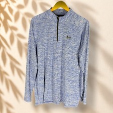 Under Armour Track Jacket Men XL Blue Loose HeatGear Zipper Collared Long Sleeve