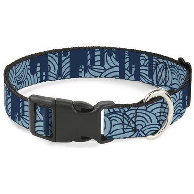 Plastic Clip Collar Doodle1/Paint Drips Blues NARROW-Large 9.5-14.5'' (US IMPORT)