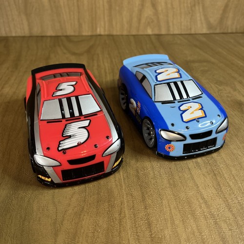 2005 Mattel Shake ‘N Go Race Cars Red 5 & Blue 2 Sounds & Motion WORKING