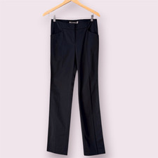 MANGO MOMENTS Black Sateen Tuxedo-Style Straight Leg Dress Pants