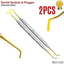 Dental Composite Filling Instruments Spatula  Plugger Titanium Gold Tips 2PCS
