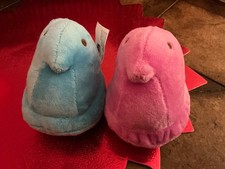 Set of 2 PEEPS Plush Toys Chick Stuffed Plush Easter Animal 4.5 Pink Blue