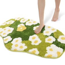 Green Moss Rug Cute Floral Moss Bath Mat for Bathroom Flower Floor Rugs Fast ...