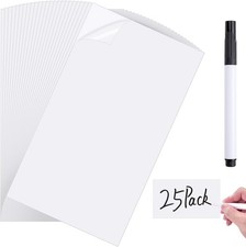 Dry Erase Label Stickers-25Pack 3x5Inch Reusable Whiteboard Sticky Labels W/ Pen