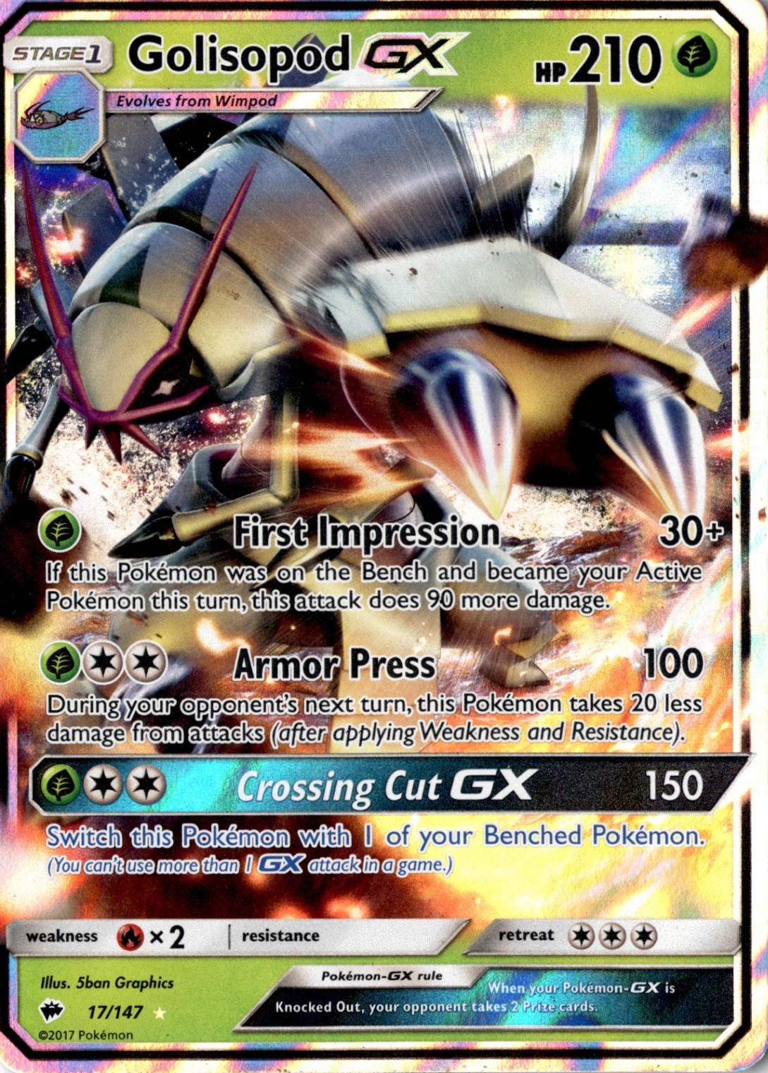 Golisopod GX Ultra Rare SM - Burning Shadows 17/147 NM