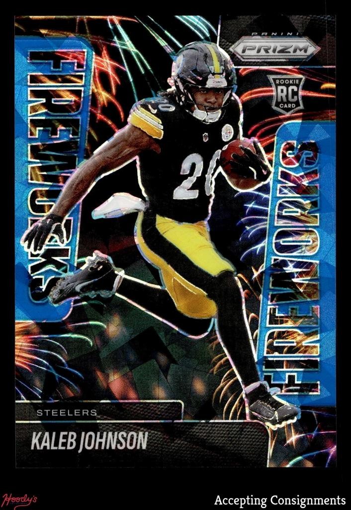 2025 Panini Prizm Fireworks Prizms Blue Ice #4 Kaleb Johnson RC ROOKIE 17/99