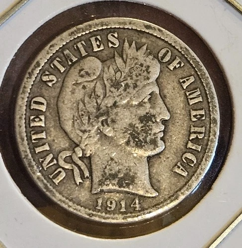 1914D Barber Dime 90% Silver Coin XF Denver Mint Collector Coin bullion semi key