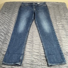 GAP 90s Straight High Rise Jeans Womens 33 16R Dark Wash Blue Stretch Denim