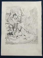 Rembrandt Van Rijn Drawing on paper (Handmade) signed and stamped mixed media.