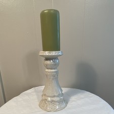 Creamy White Glossy Ceramic Floral Pattern Candlestick Candle Holder