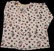 Peanuts Snoopy Christmas Fleece Pajama Top Women  s M Long Sleeve Holiday Lounge
