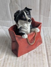 Leonardo Collection "Playtime" Border Collie Dog In Bag In Figurine VGC
