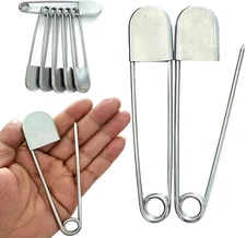 6 Pack Large Safety Pins, 5 Inches Heavy Duty Stainless Steel Oversize Safety Pi