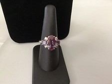 JTV 4.28ctw Lab Created Alexandrite W/.34ctw Wht Zircon Rhodium Over 925 Ring