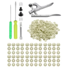 Plastic Snaps Fasteners with Snap Pliers, 150 Set T5 No-Sew Button Kit Beige