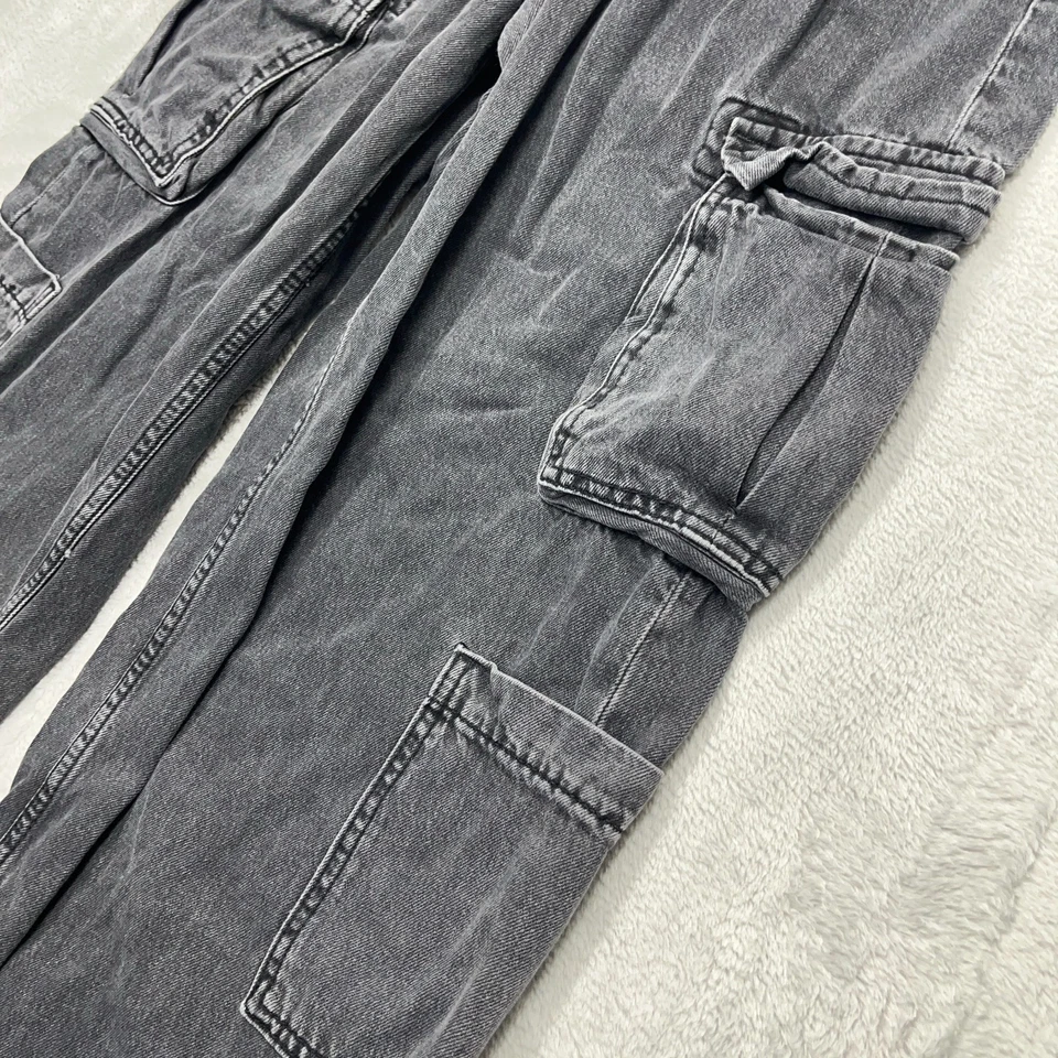 Pantalones de mezclilla holgados Old Navy grises de pierna ancha para mujer talla 2 Y2K Foto 3 de 4