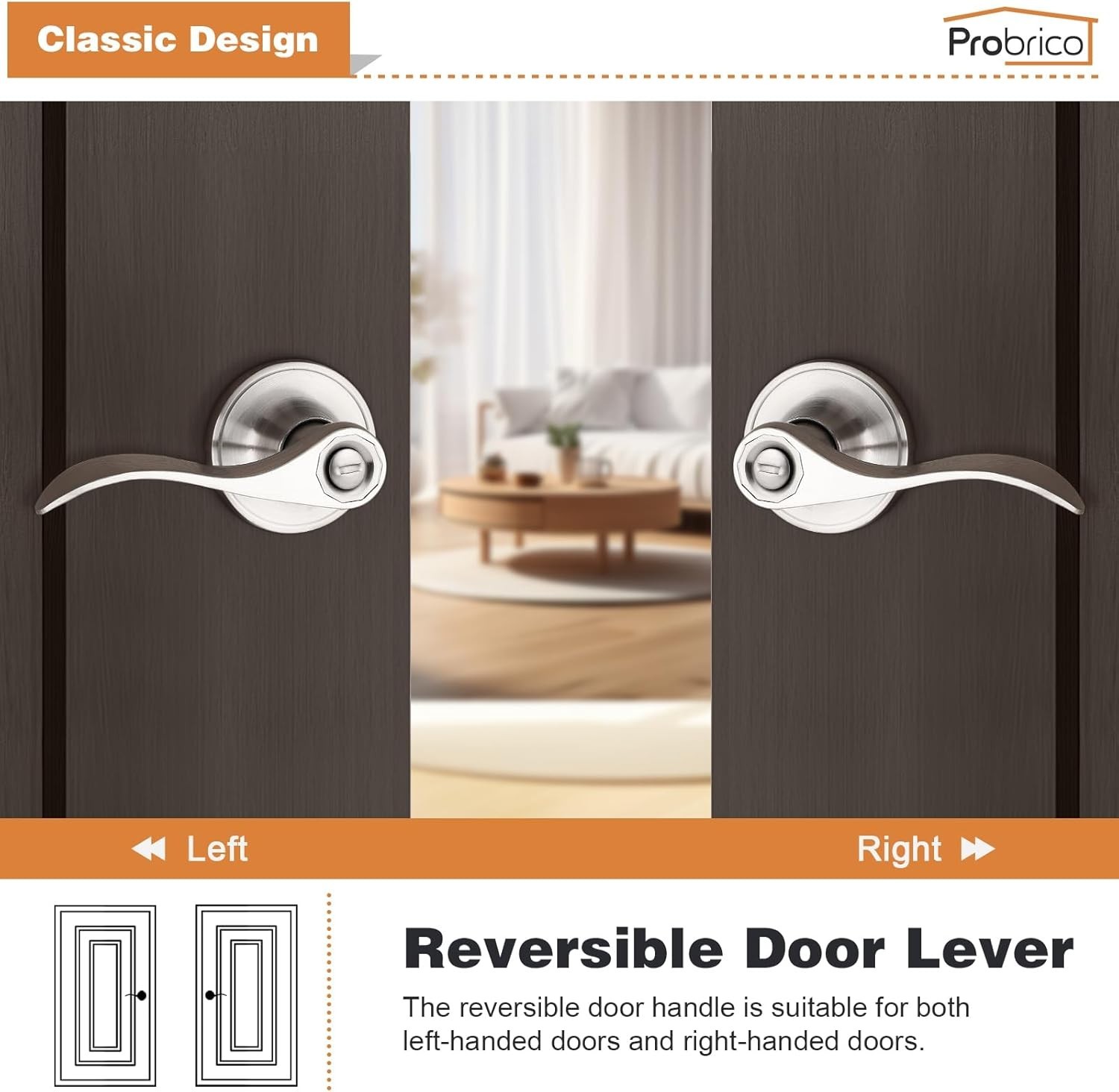 10 Pack Privacy Door Lever Bedroom Bathroom Satin Nickel