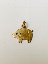 Vintage 14K Yellow Gold Charm - Figural Pig Pendant Charm
