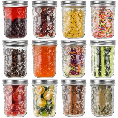 Eathtek 16oz Wide Mouth Glass Mason Jars 12 Pack, 480 ml Glass Canning Jars w...