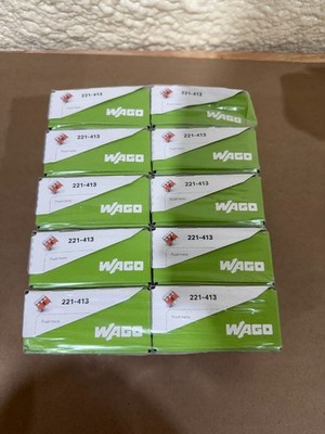 NEW SEALED BOX OF 50 WAGO 221-413 COMPACT SPLICING CONNECTORS 3 POLE LEVER NUTS 