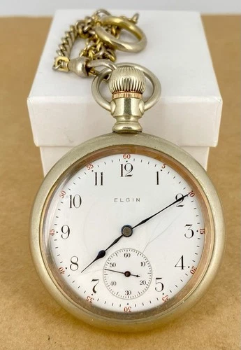 Antique Elgin Grade 382 16s 17j Pocket Watch - 1911 - With Chain