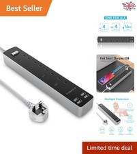 Versatile 1.6M Extension Lead: 4 Outlets & USB for Hassle-Free Charging at Home