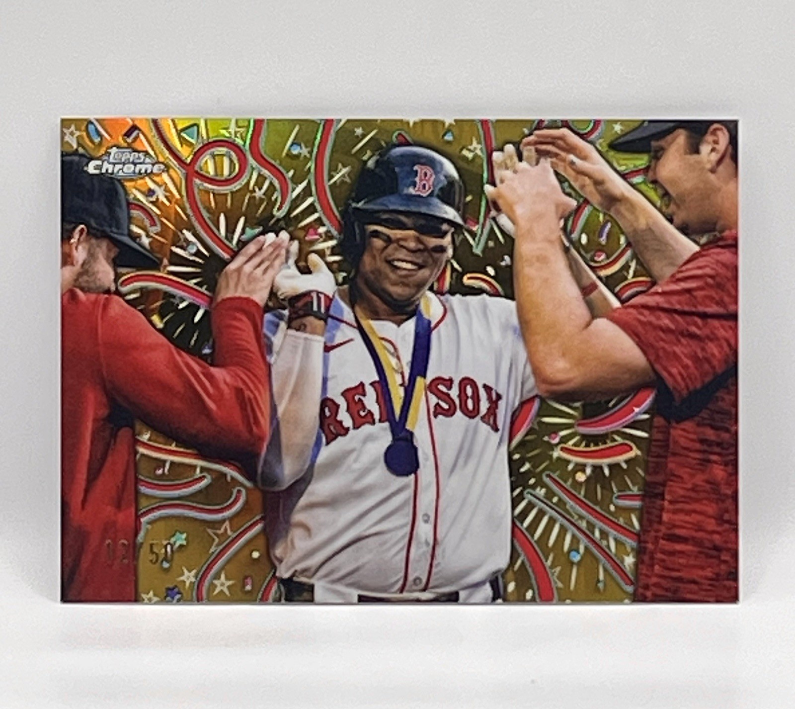 RAFAEL DEVERS 2024 TOPPS CHROME UPDATE CELEBRACION GOLD REFRACTOR / 50 CASE HIT