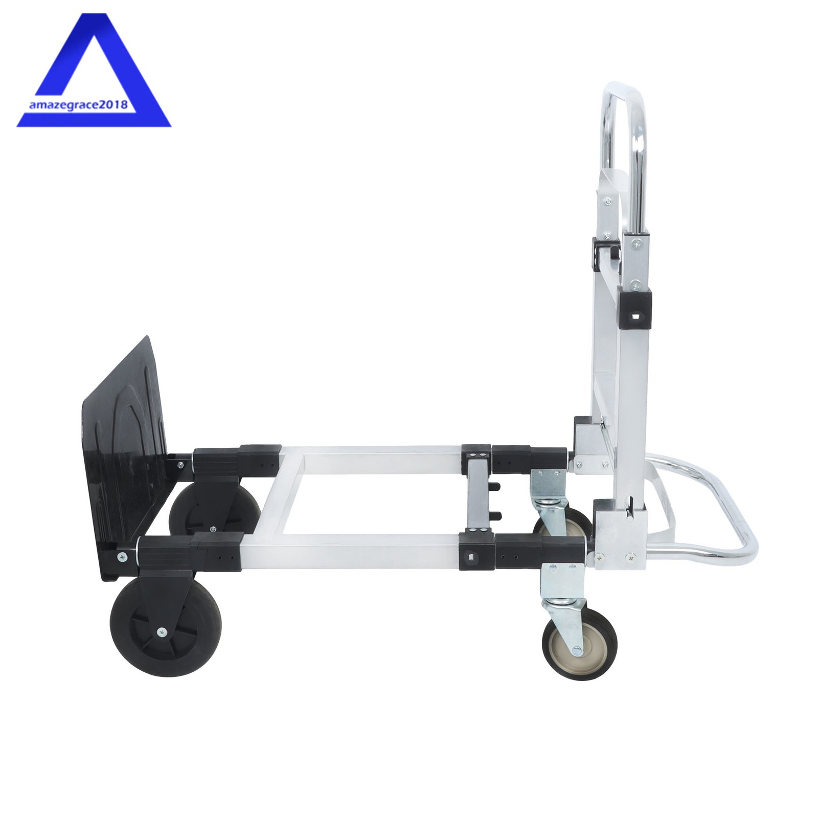 2 In 1 Folding Hand Truck Convertible Portable Steel Dolly 500 Lbs Carbon Steel