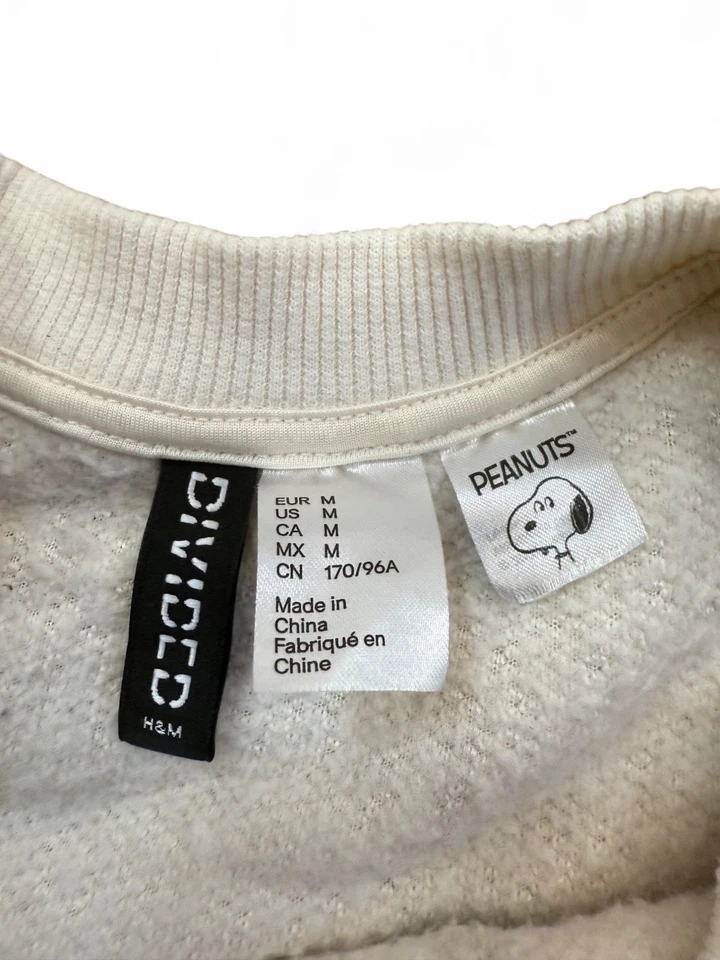 H&M Divided 女式米色史努比刺绣夏尔巴运动衫毛绒 M 码 — 第 4/4 张图片