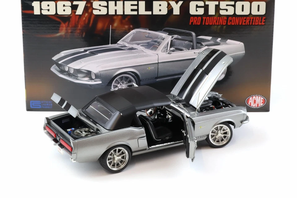 1:18 Acme 1967 Shelby GT500 Pro Touring Convertible Grigio Metallic / Nero Righe - Immagine 4 di 4