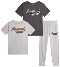 Active Boys Joggers Set - 3 Piece Short Sleeve Boys Graphic Tees and Fleece S...