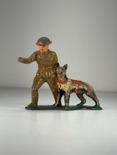 Vintage 1930s Barclay Manoil Lead Soldier Dispatch w German Shepherd Dog WWI