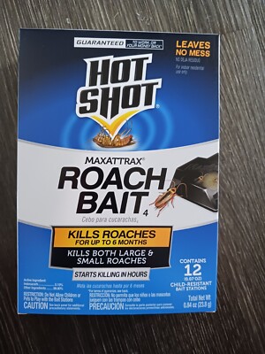Hot Shot Maxattrax Roach Bait 12 Bait Stations NEW