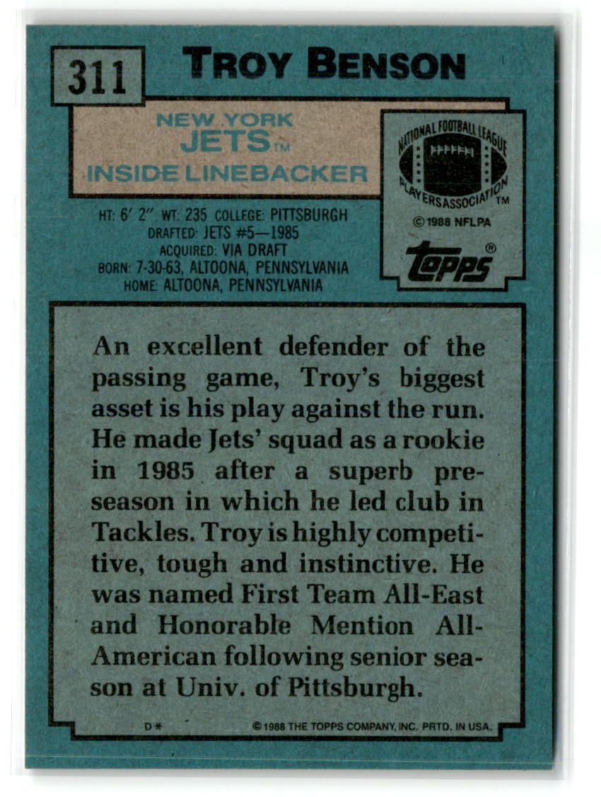 1988 Topps 311 Troy Benson (RC) for sale online eBay