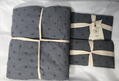 Southern Living Duvet Cover FULL / Queen Linden Set Linen Cotton Gray New