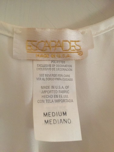 ESCAPADES- BLOUSE- SIZE MEDIUM- WHITE- SLEEVELESS- 100% POLYESTER - Picture 2 of 4