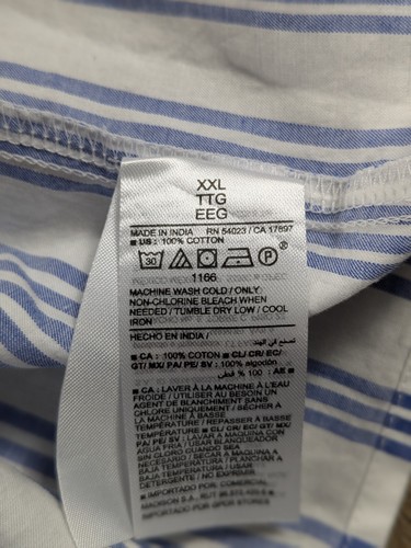 Old Navy Top Womens XXL Blue Striped Peasant Long Sleeve Cotton BOHO Beach NWT - Picture 7 of 11