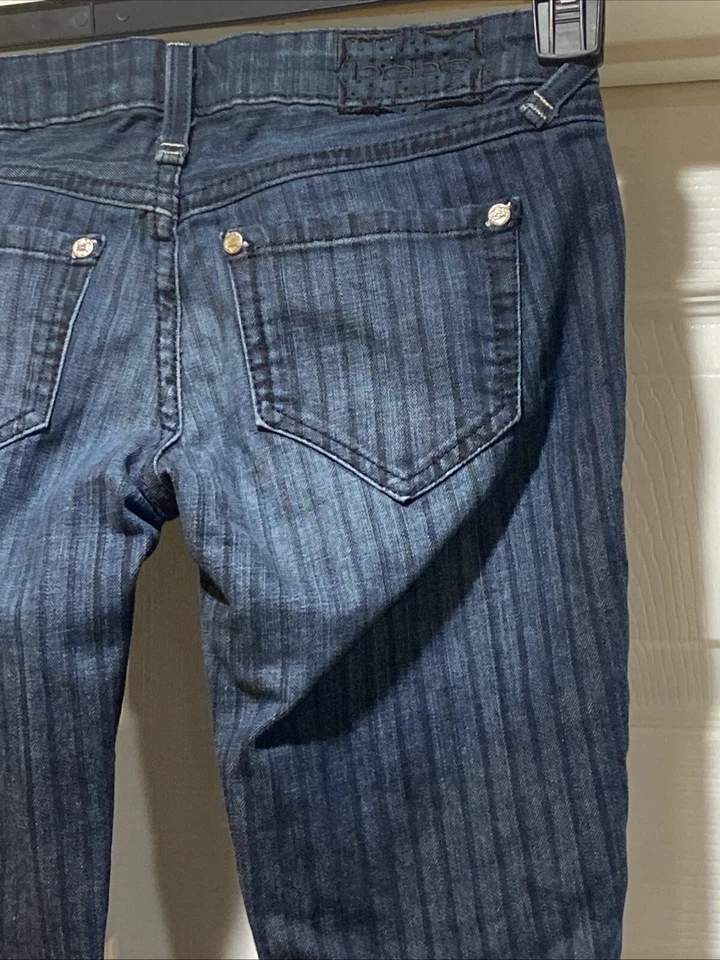 Pantalones de mezclilla BEBE Premium talla 25 trióxido ajustados a rayas (A39) 25x25 puño con cremallera Foto 2 de 4