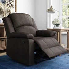 Manual Recliner Large Armchair Faux Suede Lifestyle Solutions Reynolds Espresso