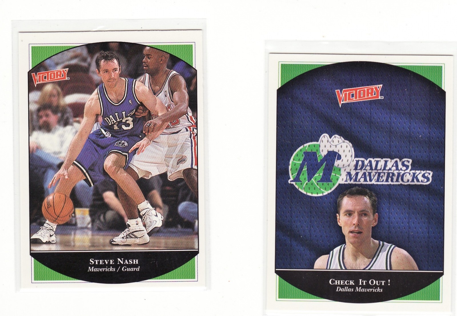 Steve Nash lot. 1999-00 Upper Deck Victory #57 & UD Victory 'Check It Out' #50