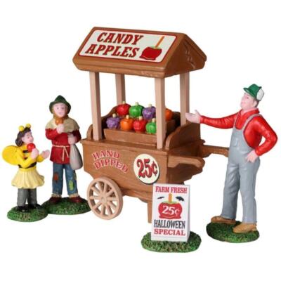 Lemax Spooky Town CANDY APPLE CART 5pc #22108 NRFP bumble bee scarecrow farmer *