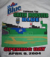 Labatt Blue TURNING The GREEN MONSTER BLUE 2004 Opening Day (XL) T-Shirt RED SOX